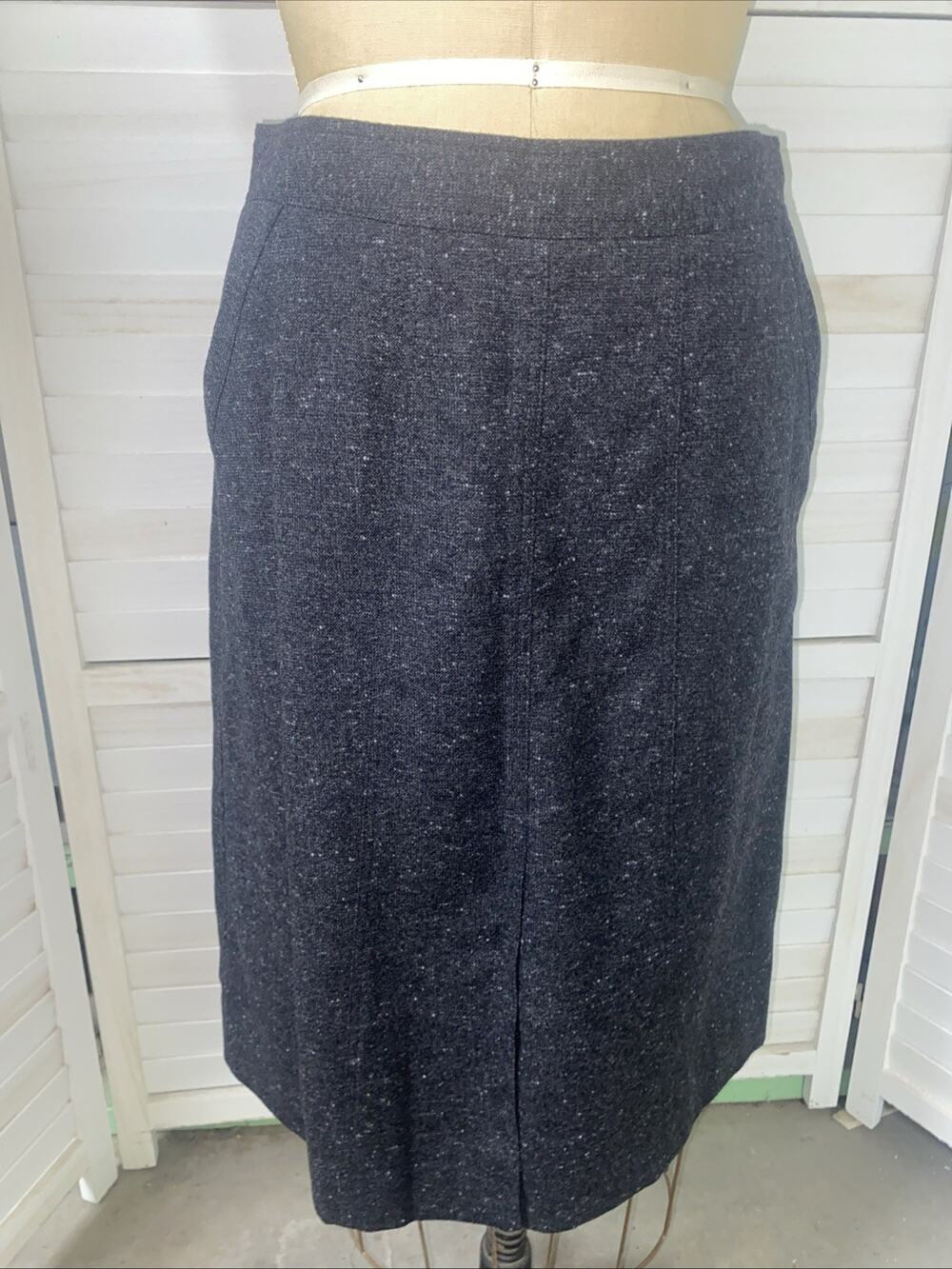 Women’s Zanella Charcoal Gray Tweed Wool Midi Skirt Size 6 Lined Made In Italy